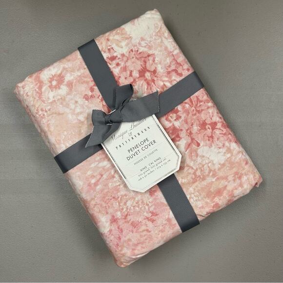 Pottery Barn Monique Lhuillier PENELOPE King Cali DUVET Romantic Spring Pink NEW - Picture 1 of 5